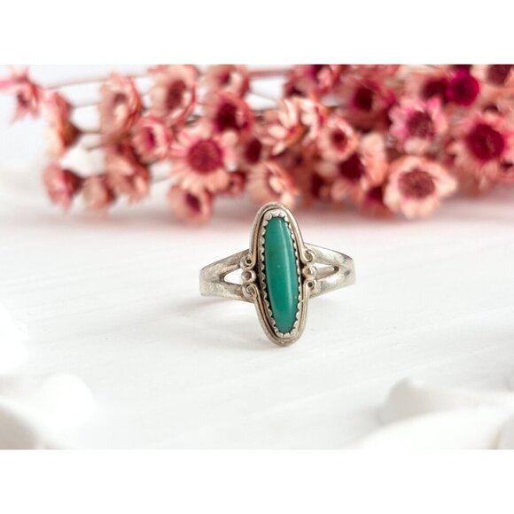 XL Turquoise Bell Trading Post Southwest Style Sterling Silver 925 Ring - sz 7 - Picture 10 of 10